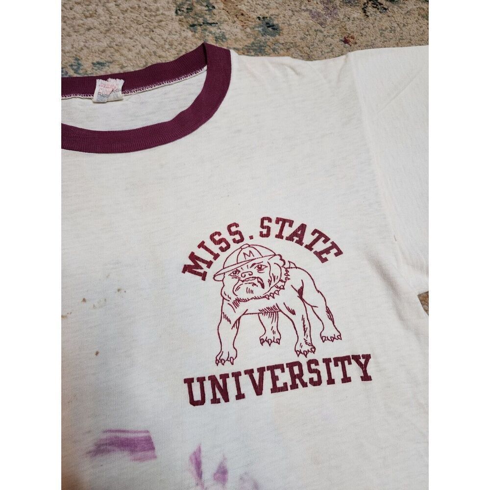 Vtg 40s 50s Mississippi State University Champion Running Man Tag Shirt Sz Small